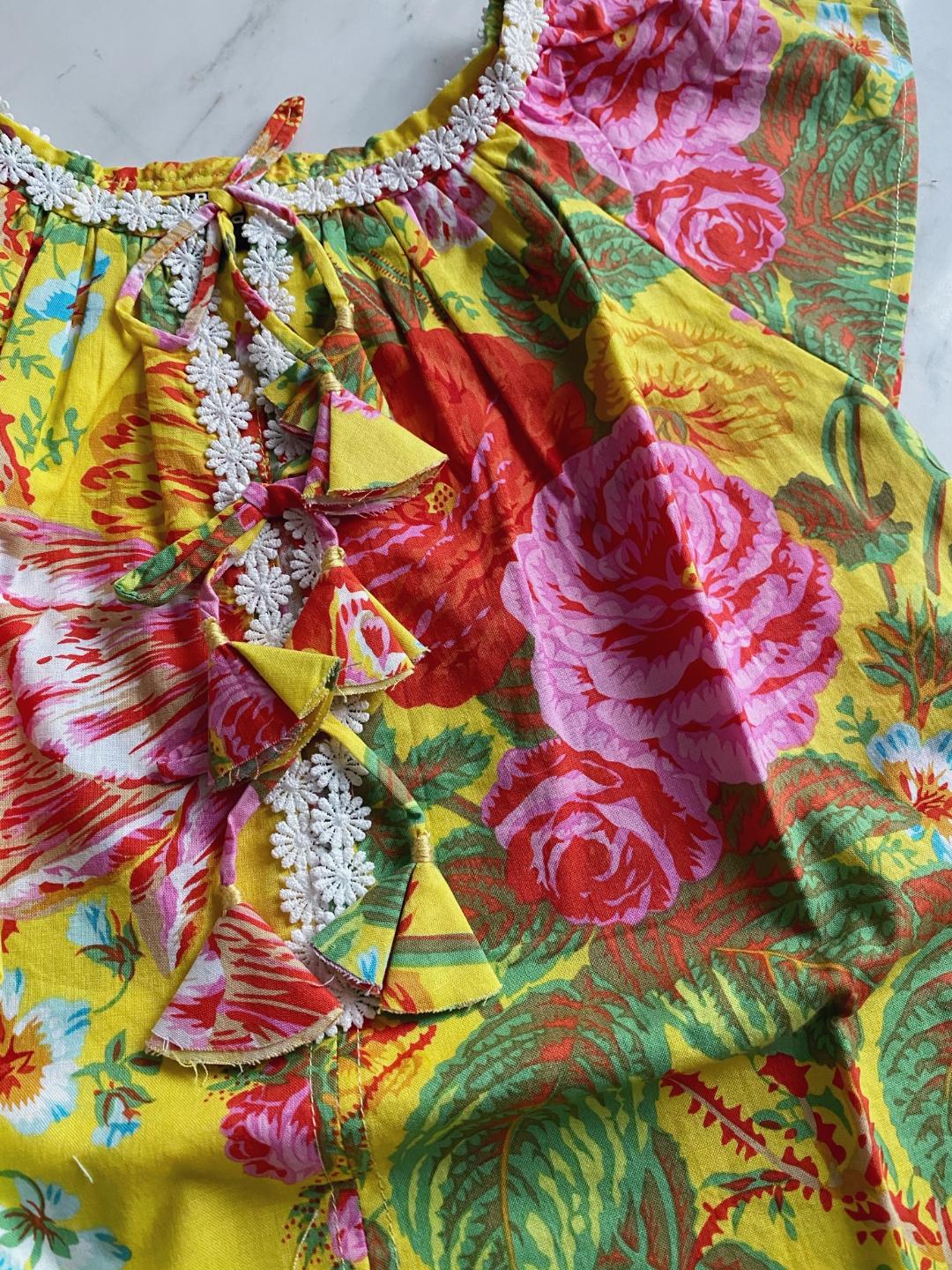 Charlotte Smock-Bell Dress - bright flowers