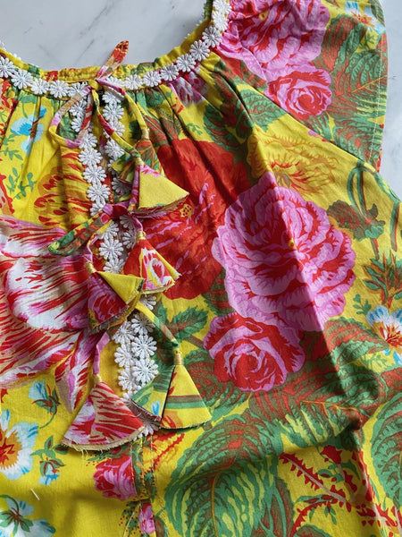 Charlotte Smock-Bell Dress - bright flowers
