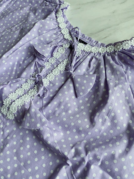 Charlotte Smock-Bell Dress - lilac dots